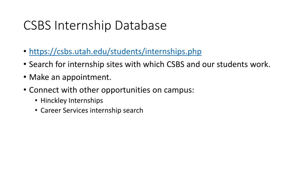 csbs internship database