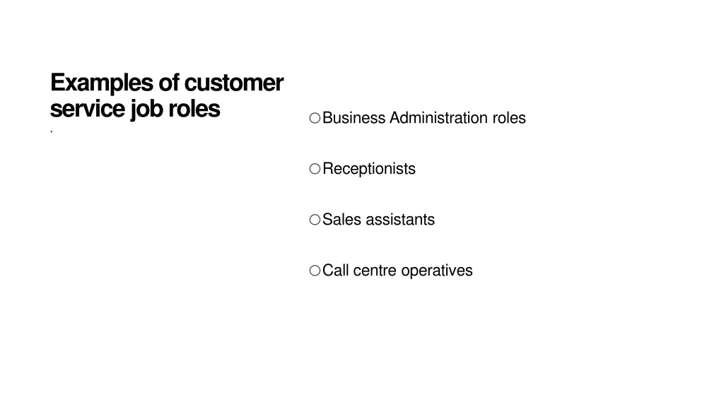 examples of customer service job roles