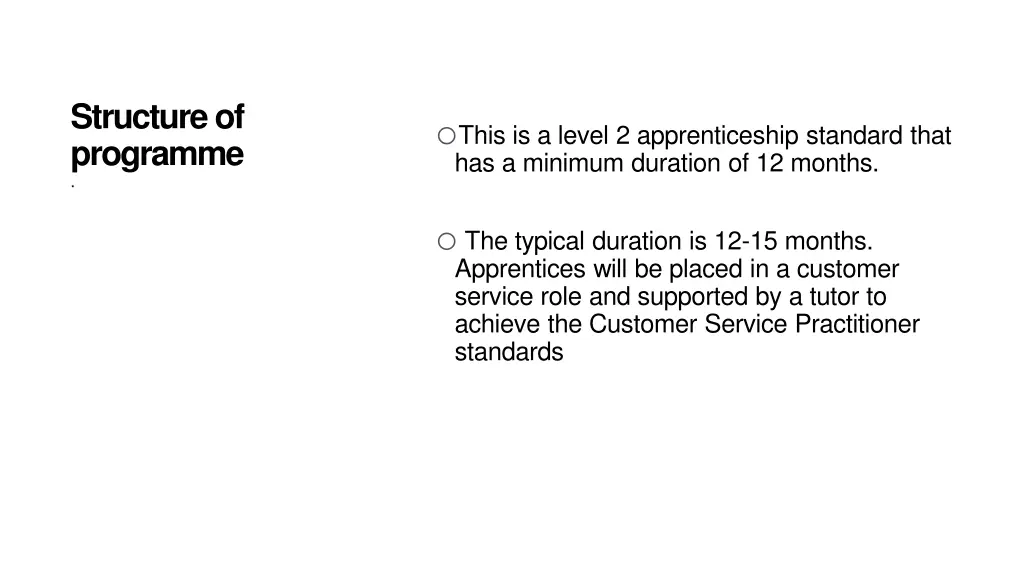structure of programme