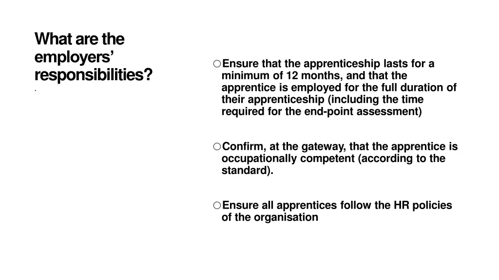 what are the employers responsibilities