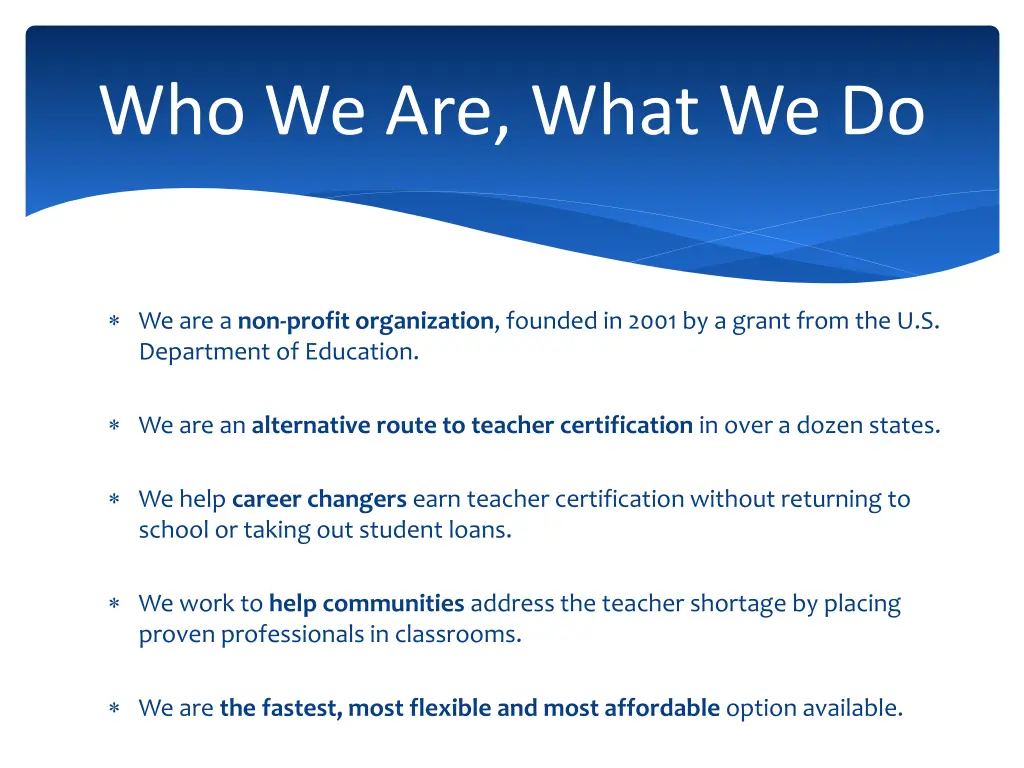 who we are what we do