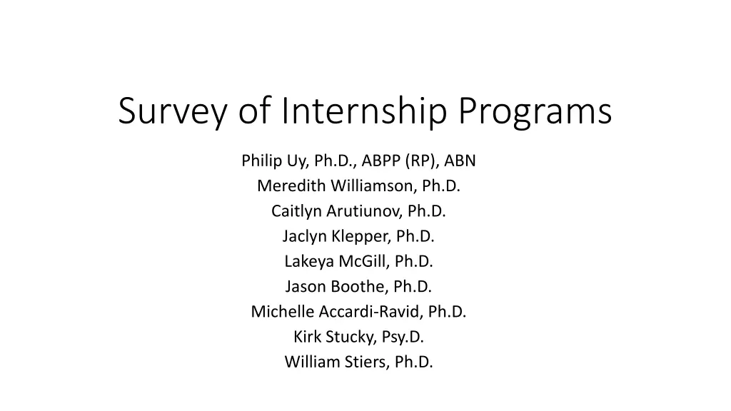 survey of internship programs