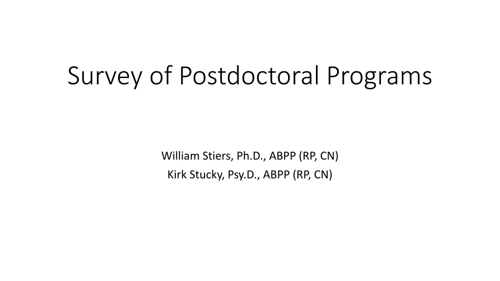 survey of postdoctoral programs