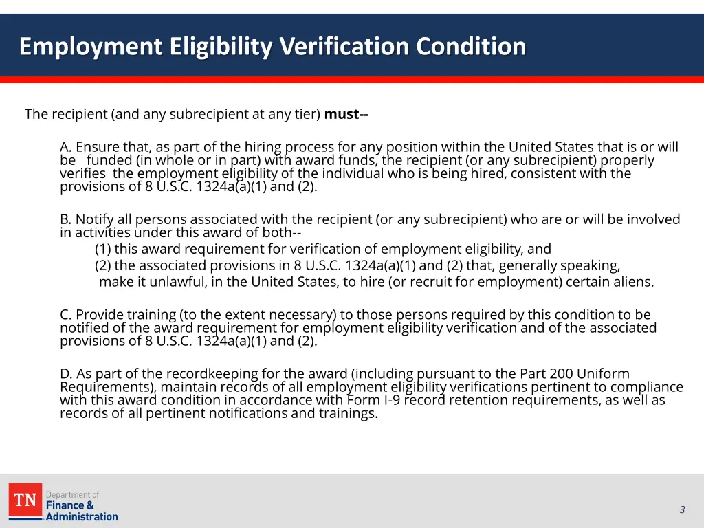 employment eligibility verification condition