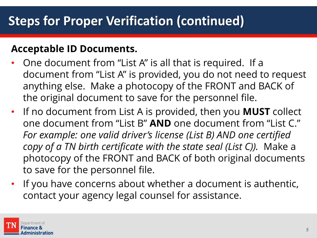 steps for proper verification continued