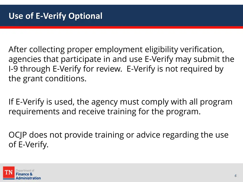 use of e verify optional