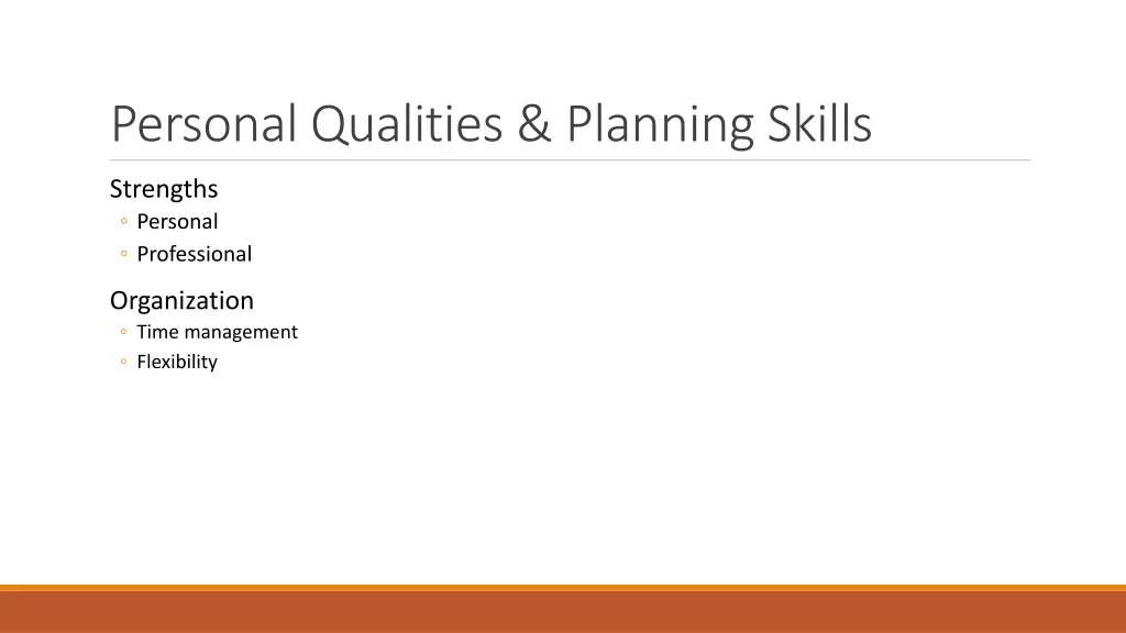 personal qualities planning skills