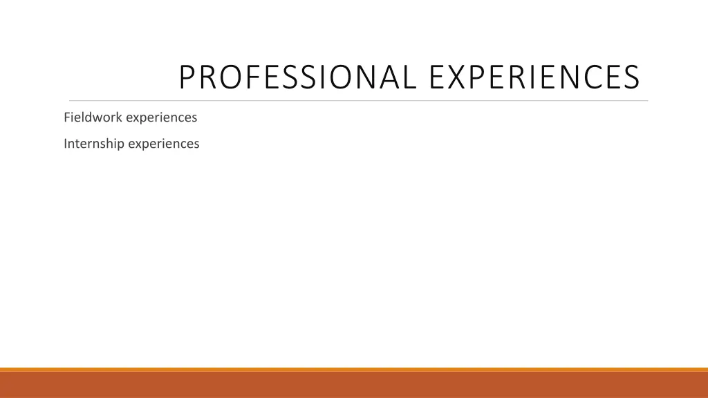 professional experiences