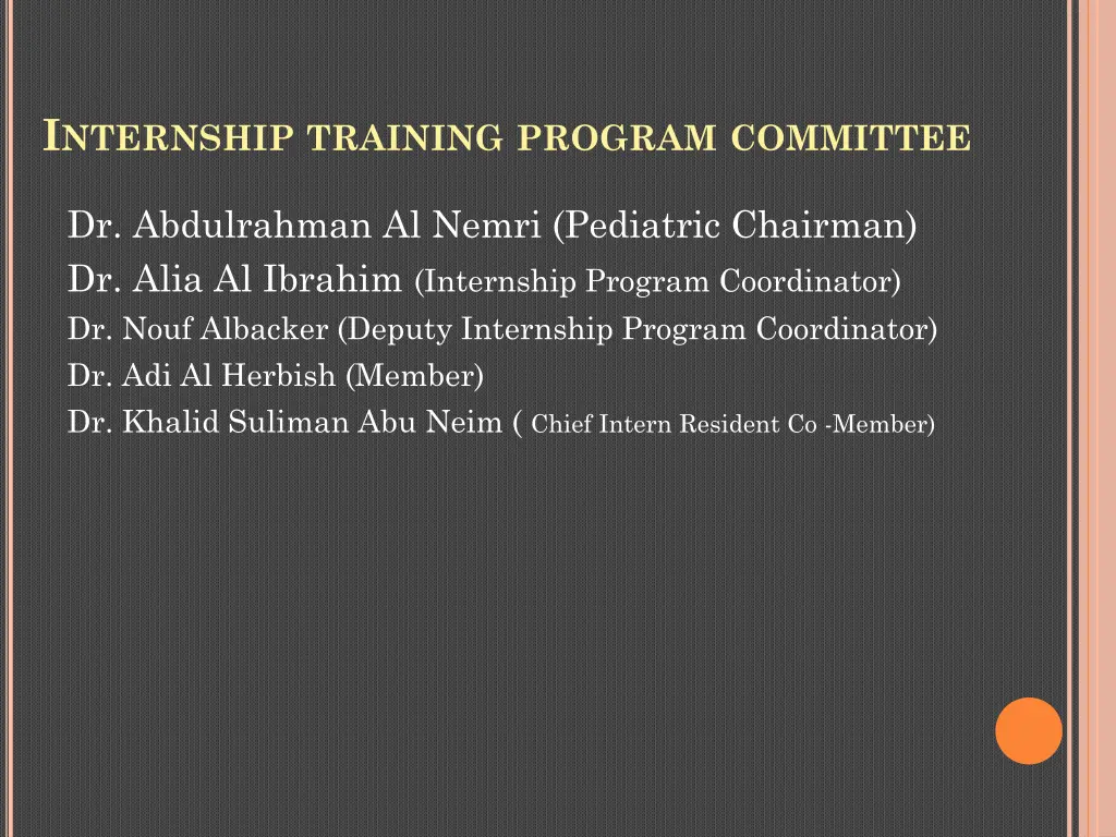 i nternship training program committee