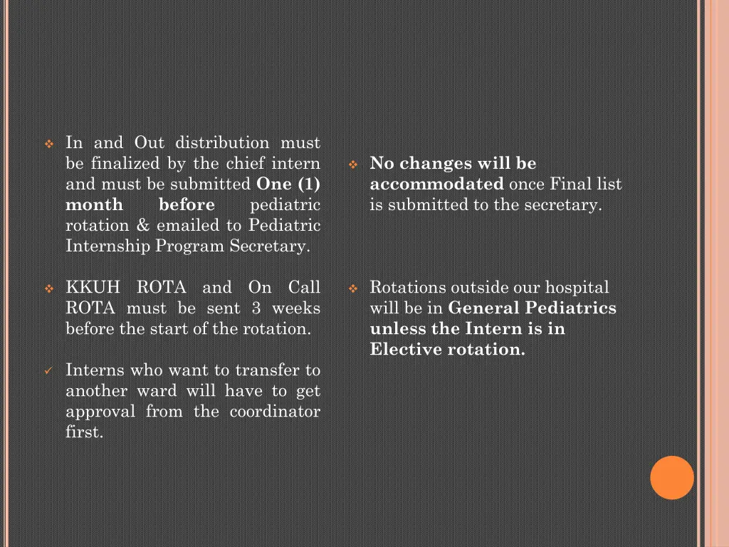 in and out distribution must be finalized