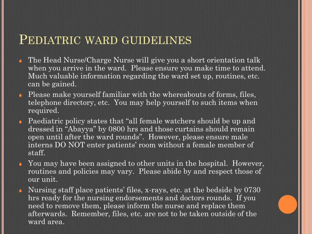 p ediatric ward guidelines