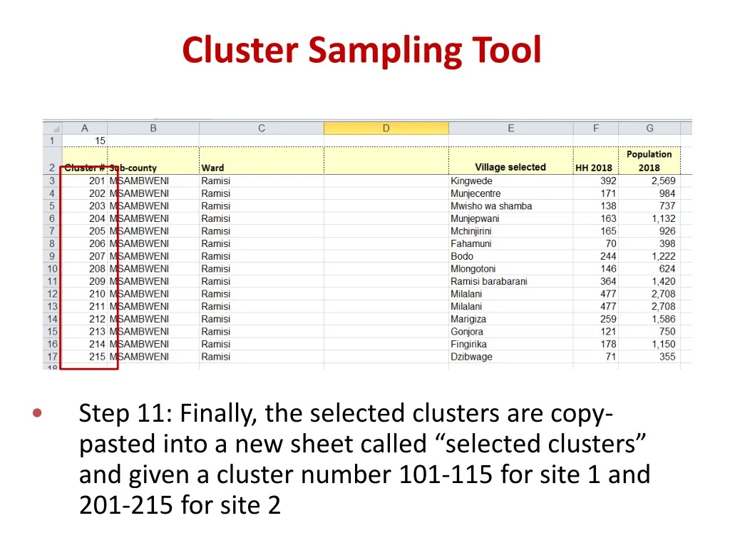 cluster sampling tool 10