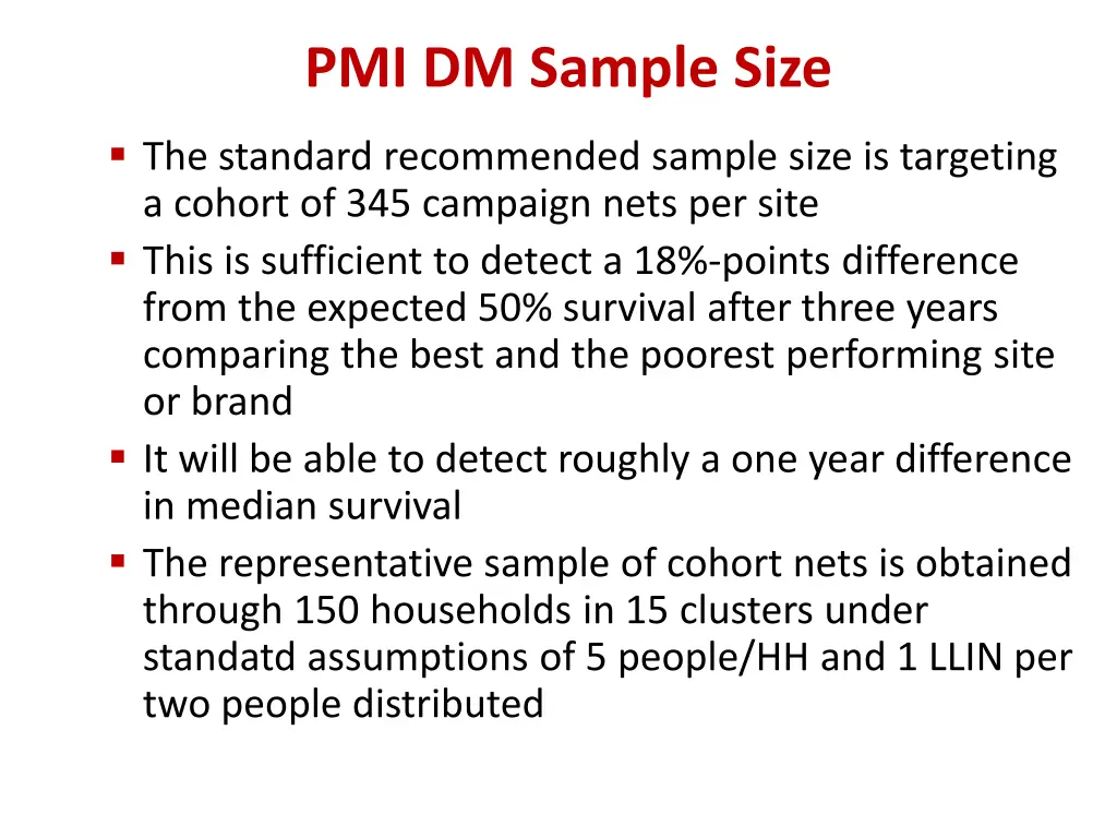 pmi dm sample size