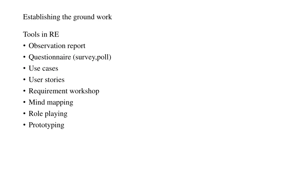 establishing the ground work
