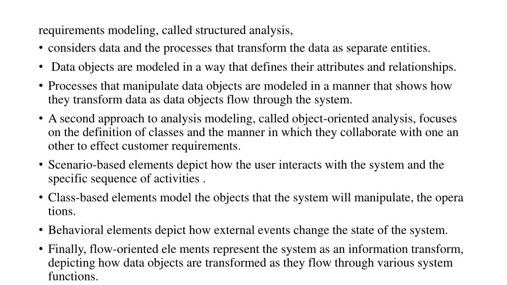 requirements modeling called structured analysis