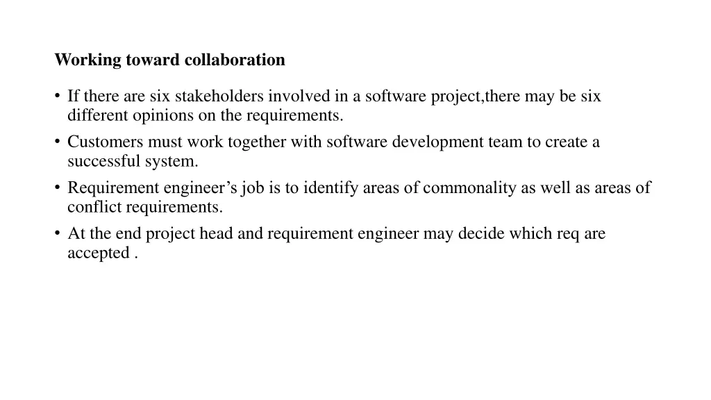 working toward collaboration