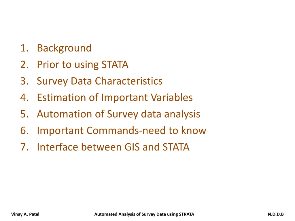 1 background 2 prior to using stata 3 survey data