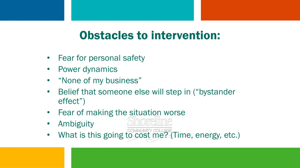 obstacles to intervention