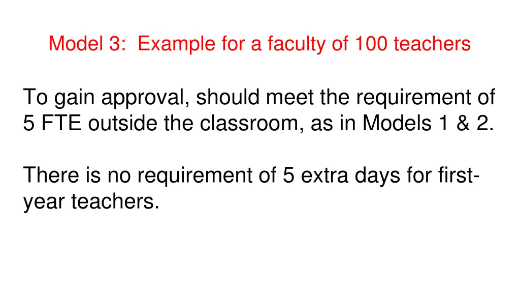 model 3 example for a faculty of 100 teachers 1