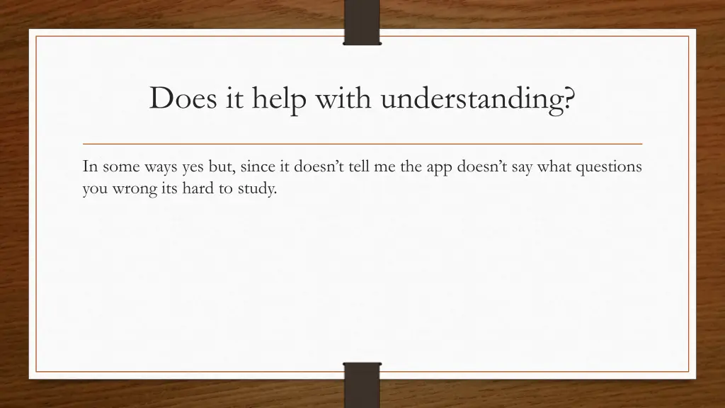 does it help with understanding