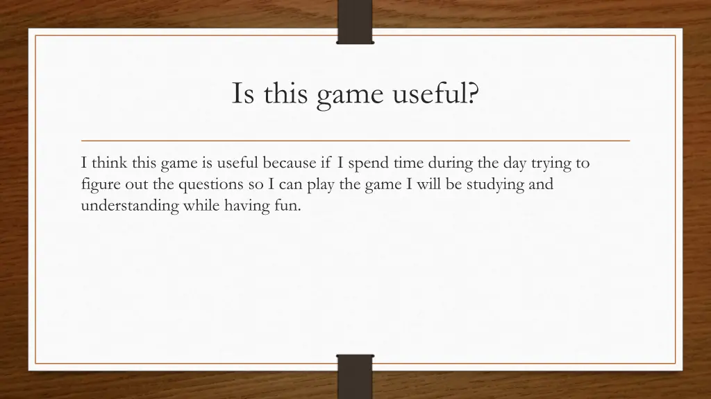 is this game useful
