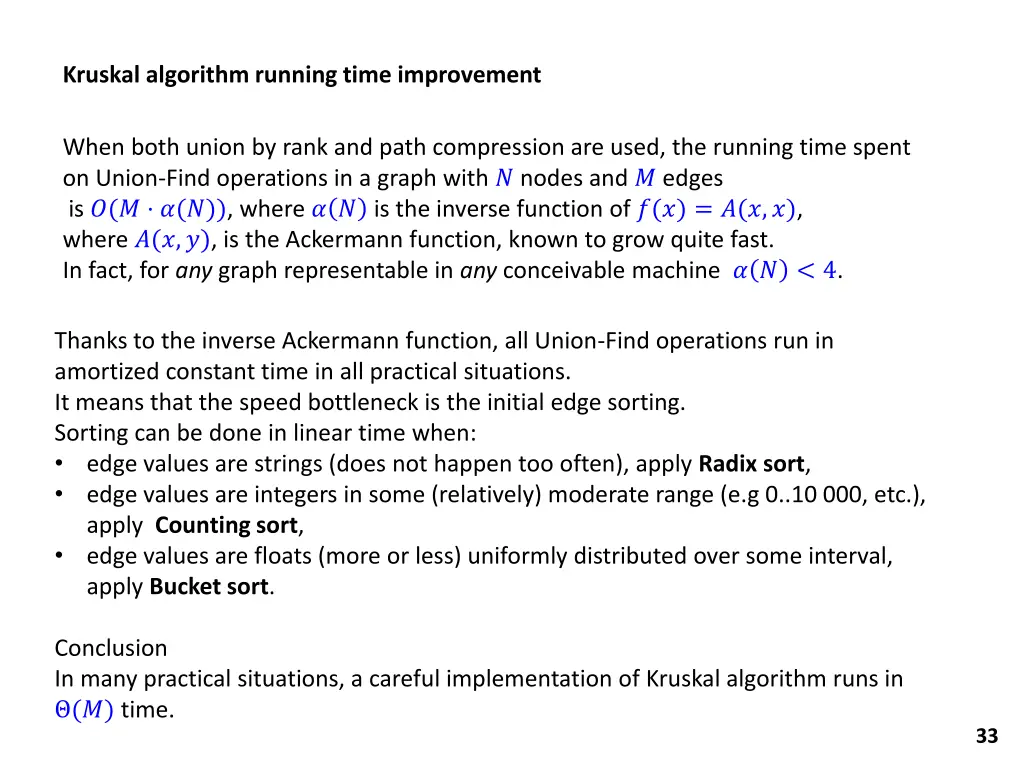 kruskal algorithm running time improvement