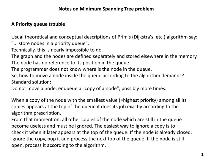 notes on minimum spanning tree problem