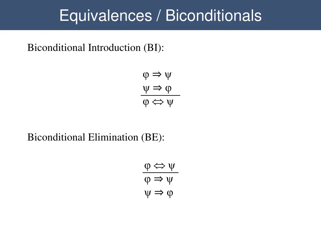 equivalences biconditionals