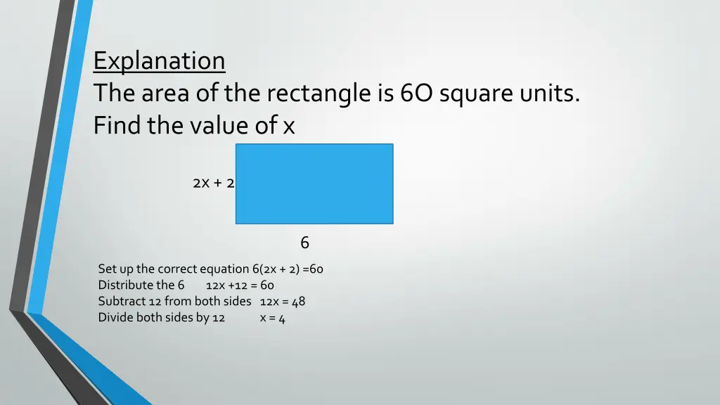 explanation the area of the rectangle