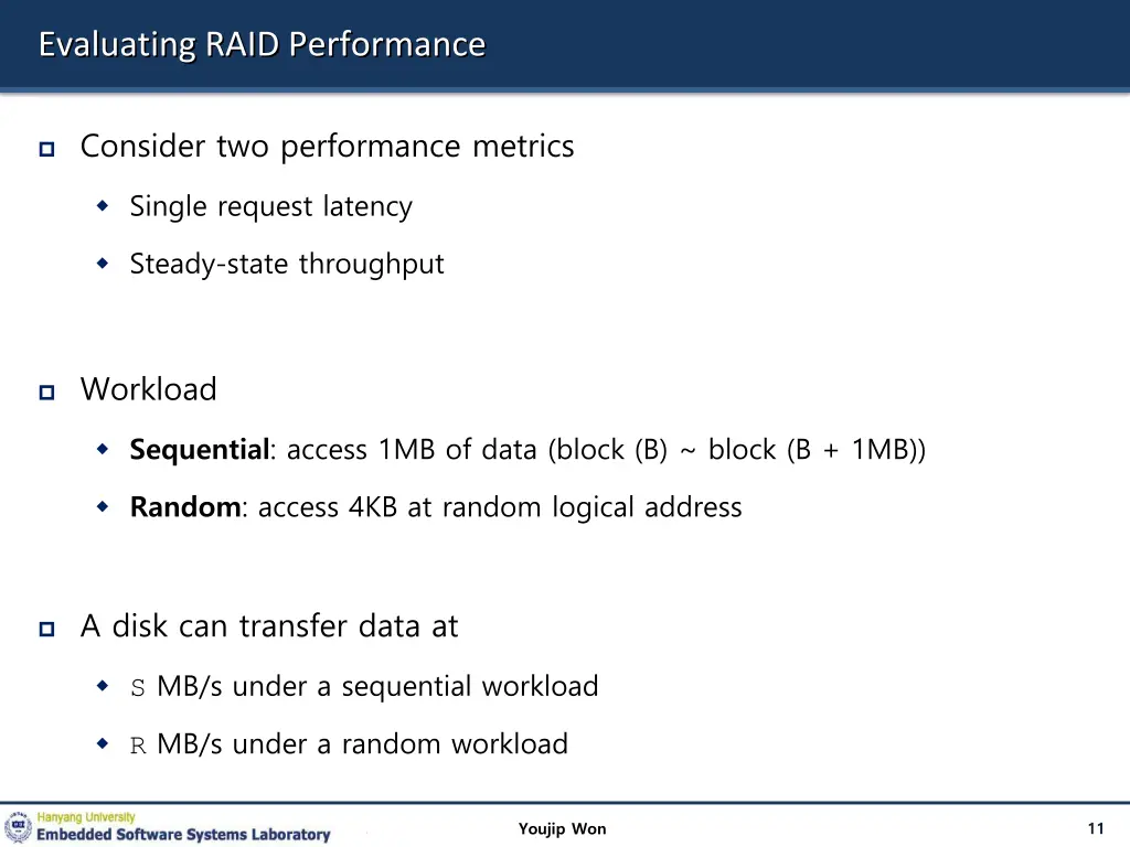 evaluating raid performance