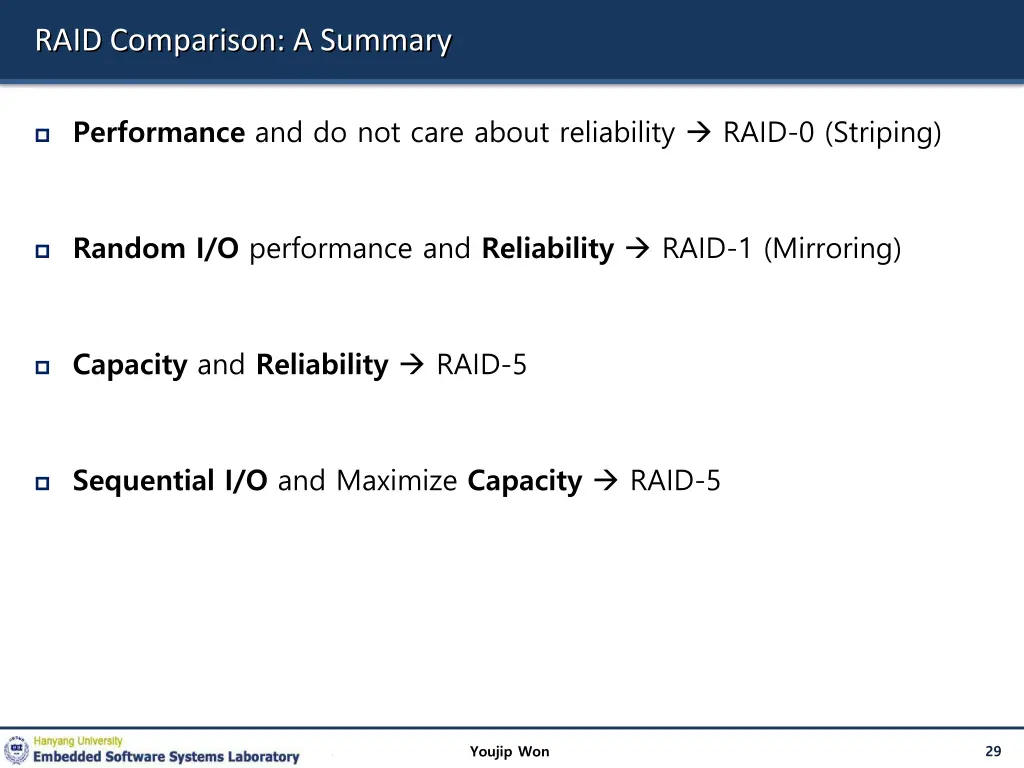 raid comparison a summary 1