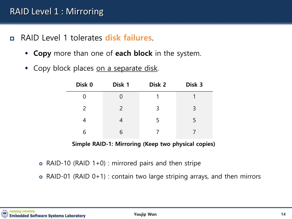 raid level 1 mirroring
