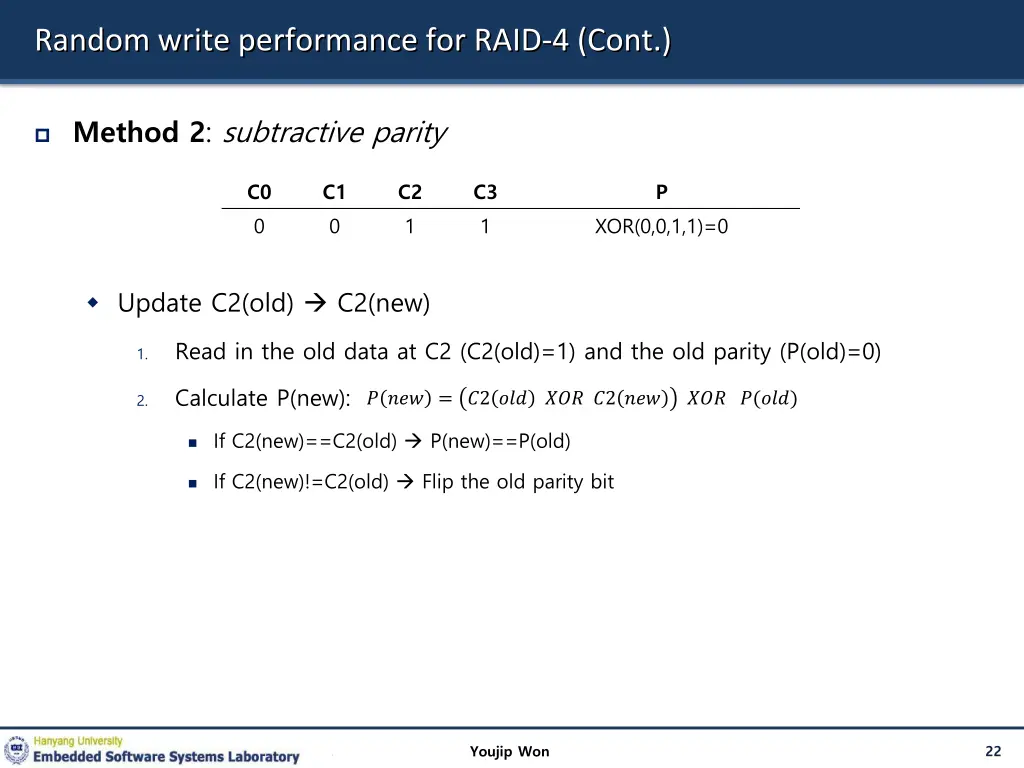random write performance for raid 4 cont