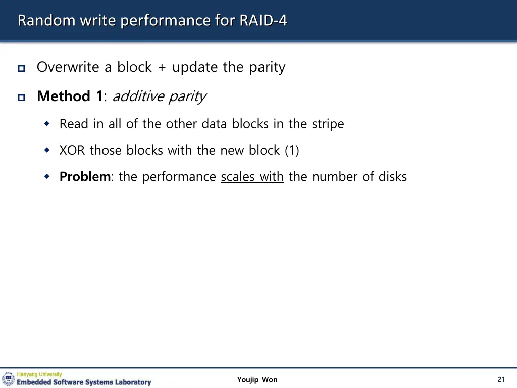 random write performance for raid 4