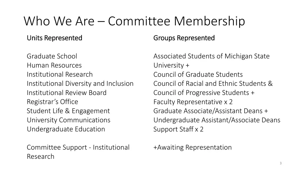 who we are committee membership