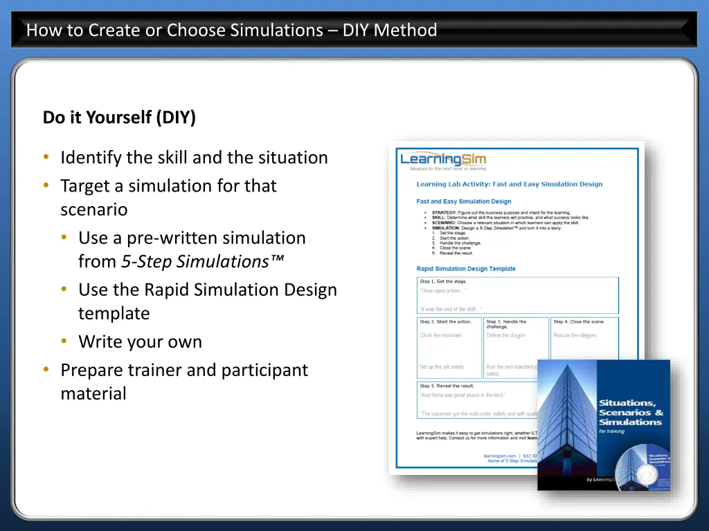 how to create or choose simulations diy method