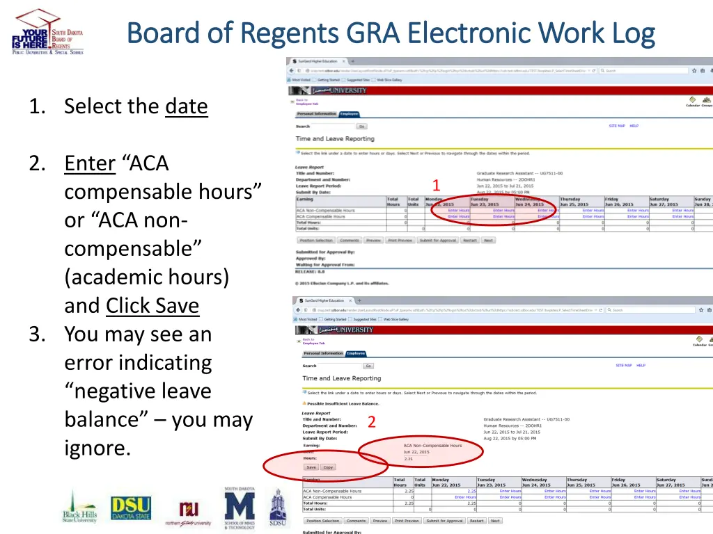 board of regents gra electronic work log board
