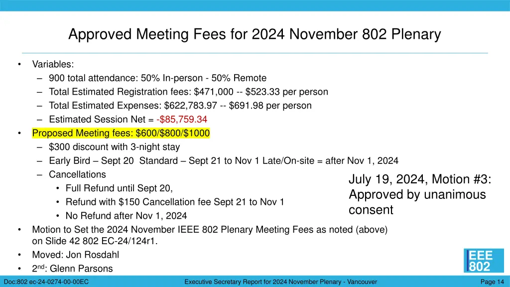 approved meeting fees for 2024 november