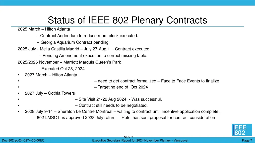 status of ieee 802 plenary contracts 2025 march