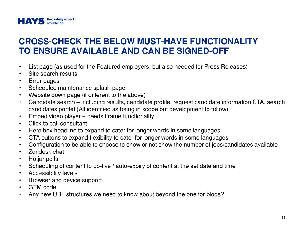 cross check the below must have functionality