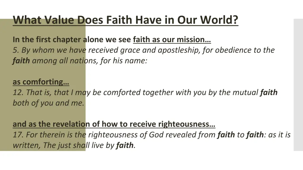 what value does faith have in our world