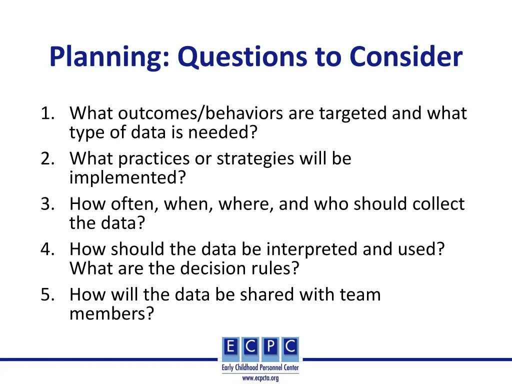 planning questions to consider