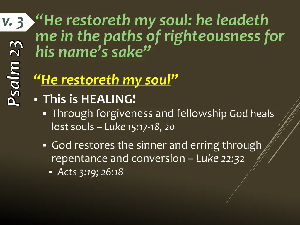 he restoreth my soul he leadeth me in the paths