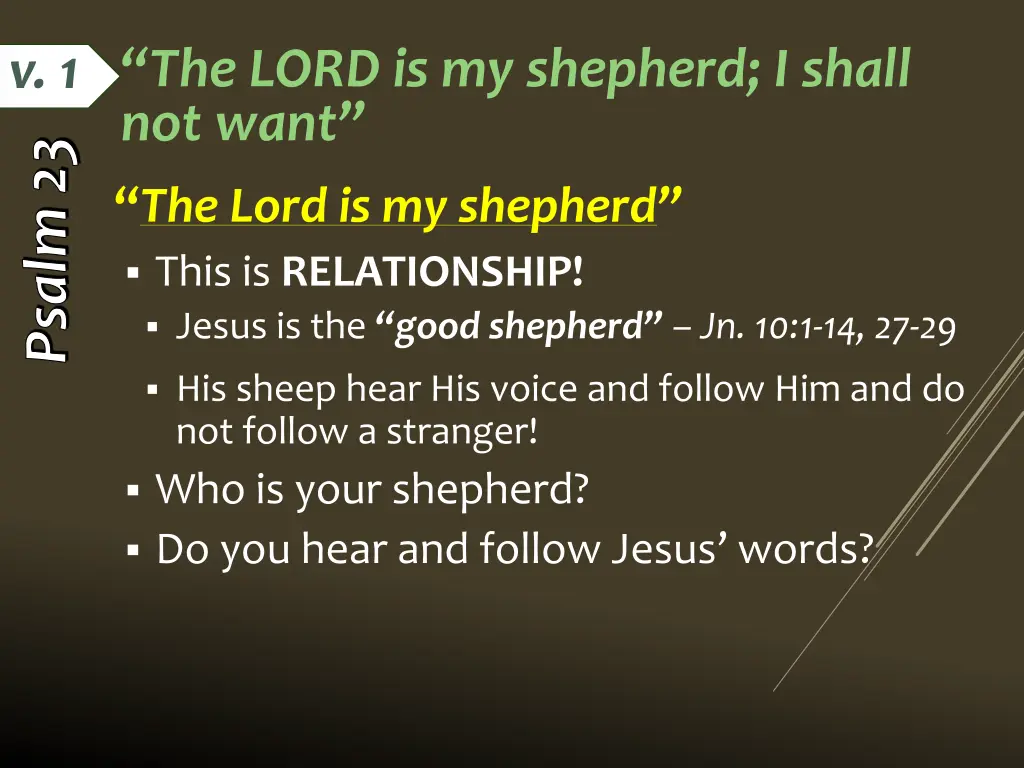 the lord is my shepherd i shall not want