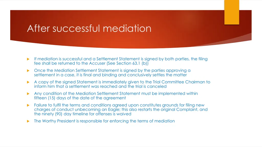 after successful mediation