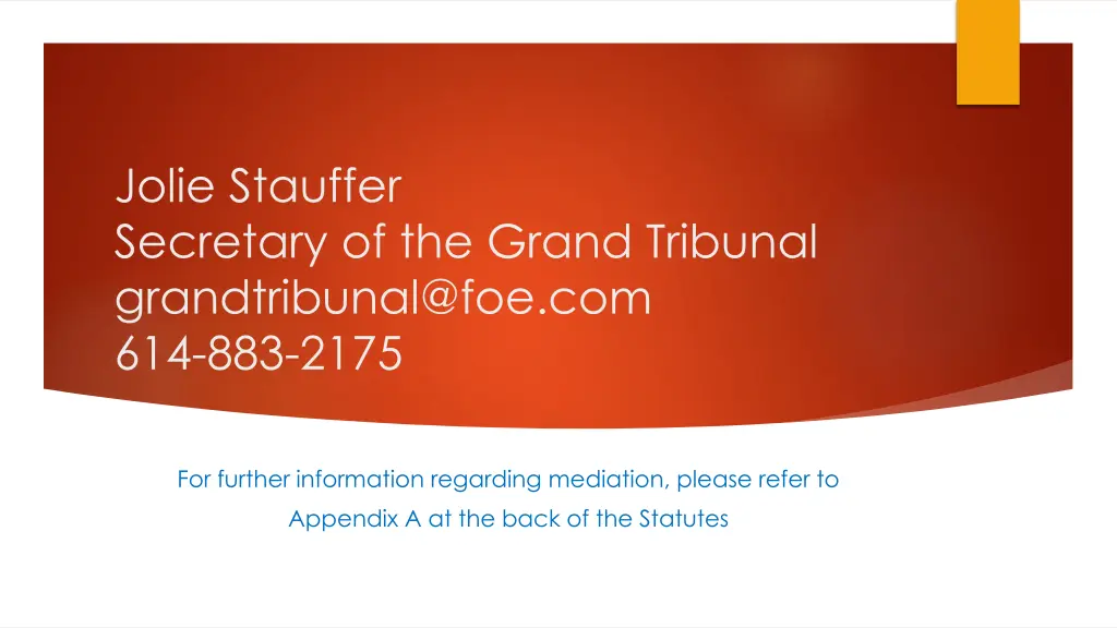 jolie stauffer secretary of the grand tribunal