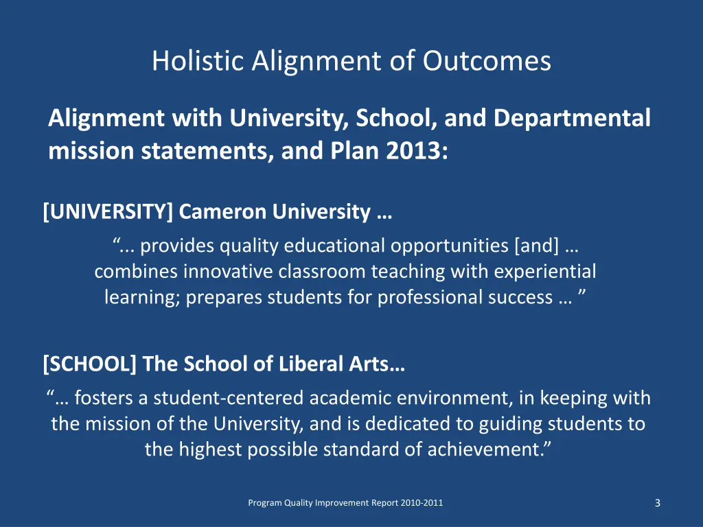 holistic alignment of outcomes