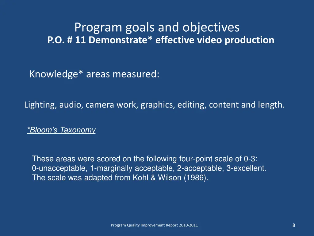 program goals and objectives p o 11 demonstrate