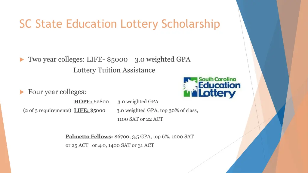 sc state education lottery scholarship