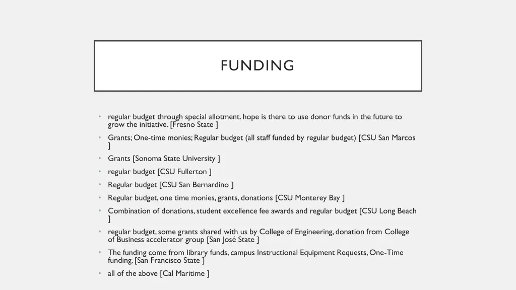 funding